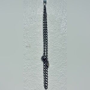 Vintage Silver-tone Chain Necklace with Heart-shaped Charms